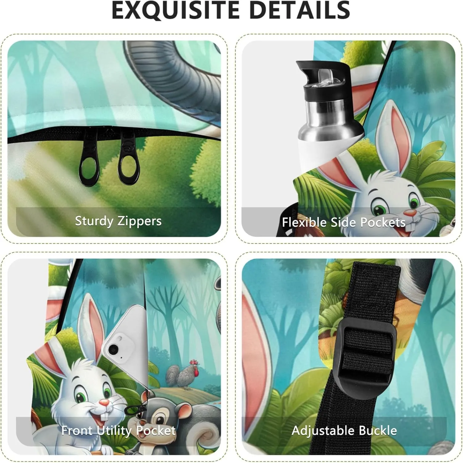 Cartoon Animals in Forest Cool Cute Backpacks for Woman Daypack School Backpack for Teens