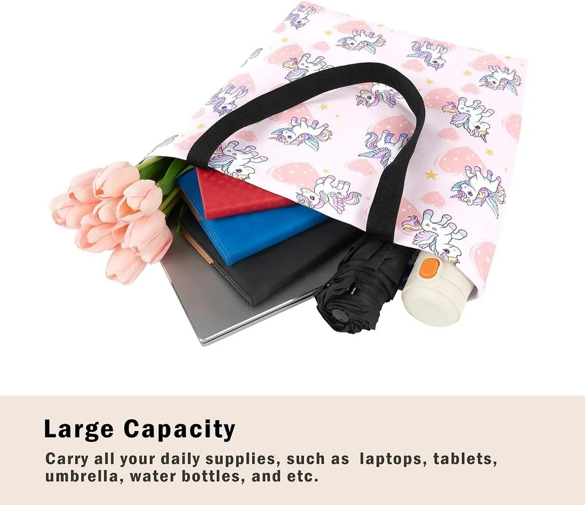 Cartoon Cat Canvas Tote Bag,Lovely Cats Tote Bag for Women,Love Heart Handbag Foldable