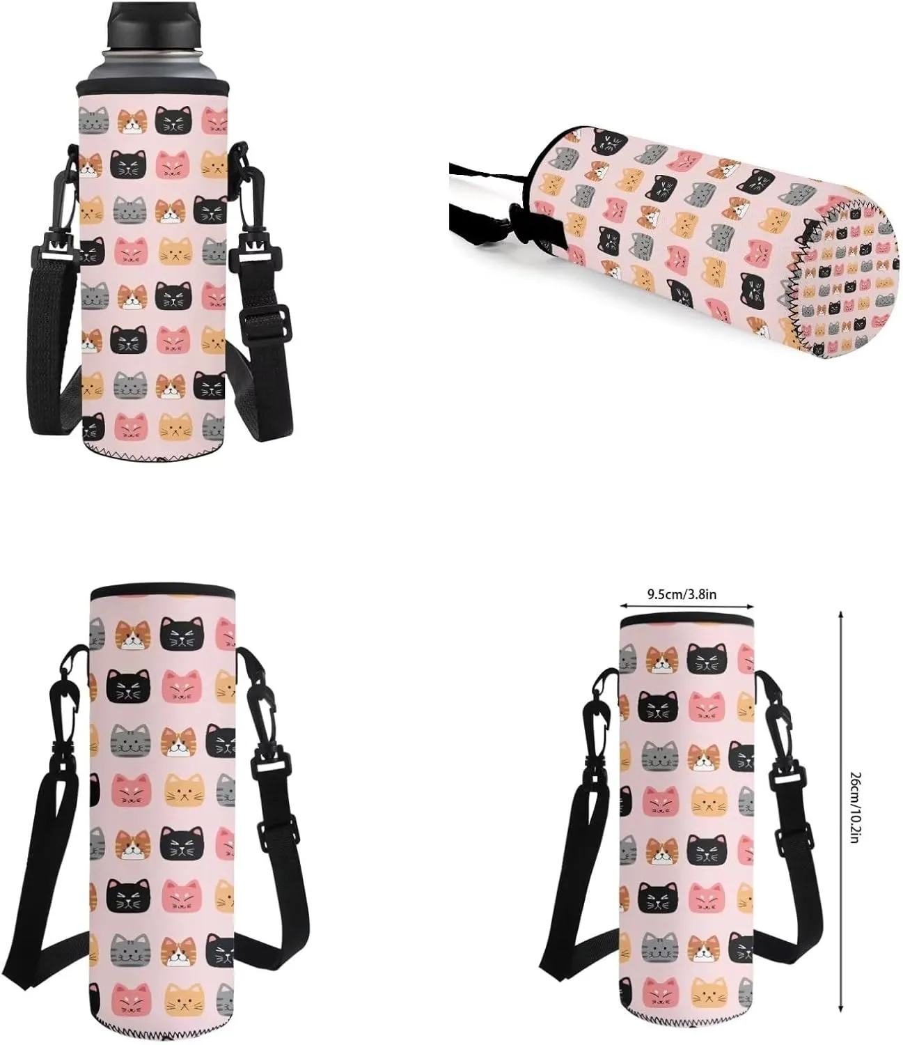 Cartoon Cat Teen Girls Backpacks Ages 8-10 Middle High School Bookbag Portable Bags for School for Girls Backpack and Lunch Box Set with Water Bottle Holder Make You Look Chic