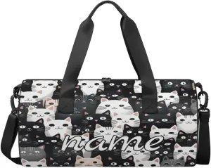Cartoon Cute Cats Custom Duffel Bags Weekender Bags Custom Sport Duffel Bag Carry on Overnight Weekender Bag