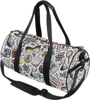 Cartoon Cute Science Colorful Gym Duffle Bag for Women Men Sports Fitness Bag Workout Travel Gymnastics Dance