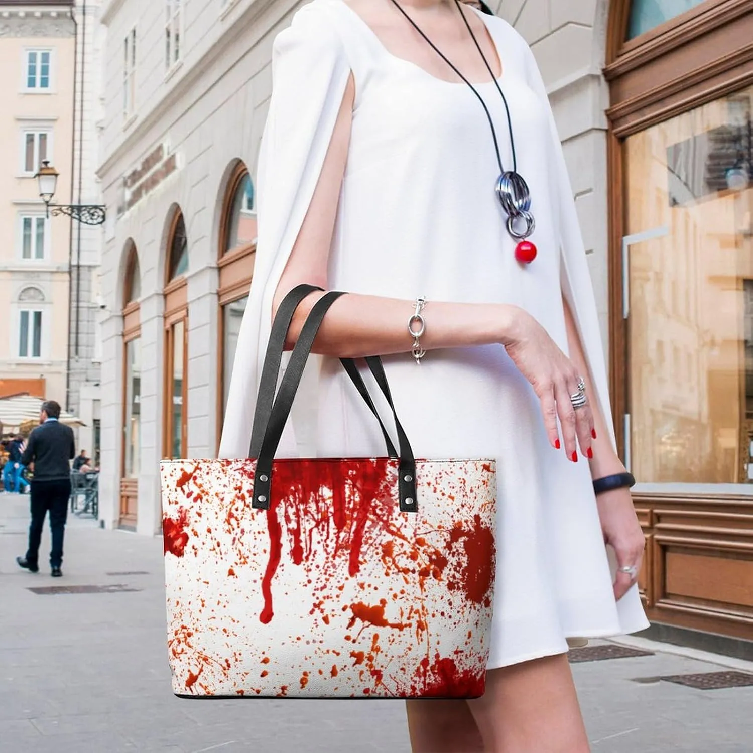 Cartoon Mushrooms A Leather Handbag with Large Capacity And Portability