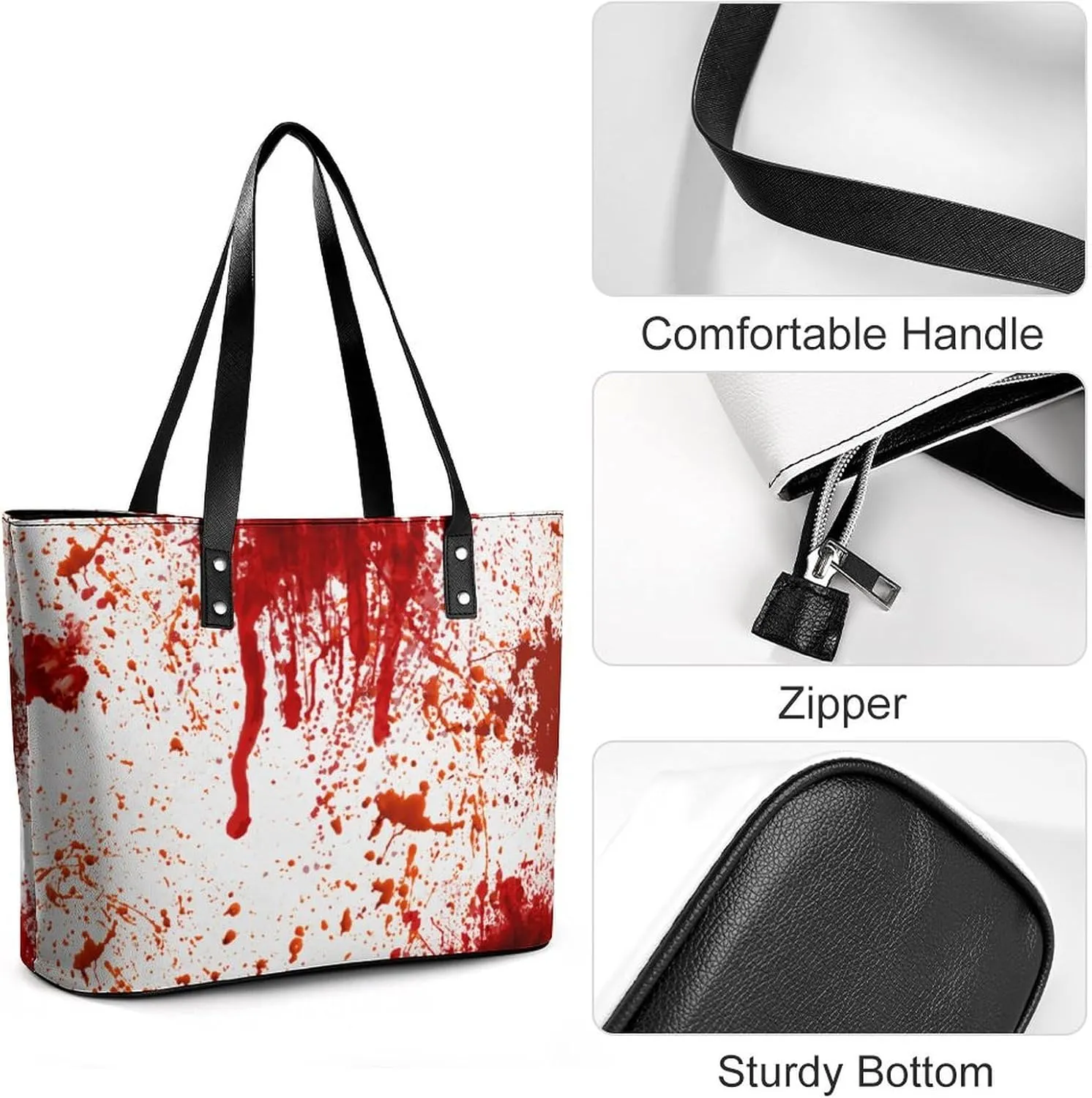 Cartoon Mushrooms A Leather Handbag with Large Capacity And Portability
