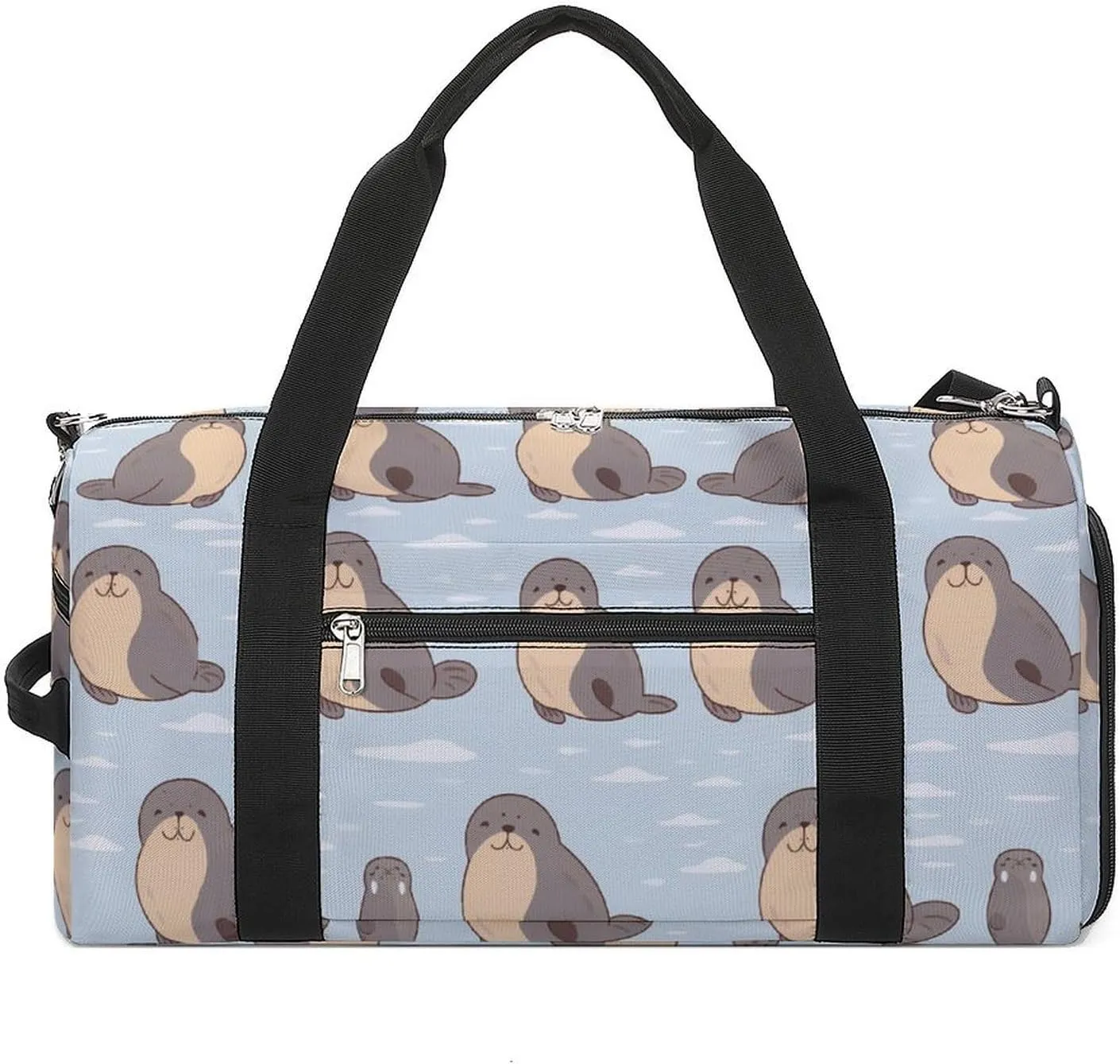 Cartoon Walrus Gym Bag Travel Duffel Bag Sports Tote Bag Workout Bag Weekender Bag for Women Men
