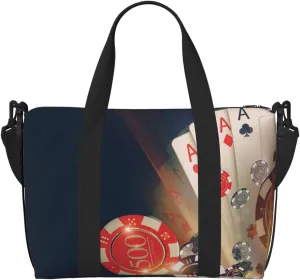 Casino Poker Chips Travel Bag for Women Men Weekender Bags Carry on Overnight Bag Tote Bag Yoga Gym Bag for Gym, Work, Weekend, Travel, Personal Items