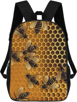 Casual Backpack for Men Women Waterproof Lightweight Daypack Travel Laptop Bag Bees on Hive