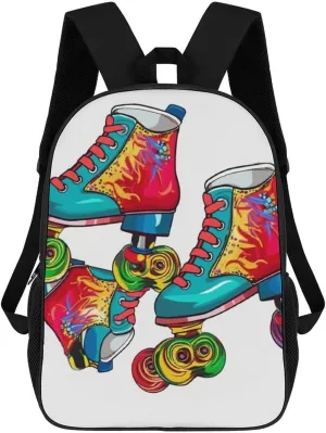 Casual Backpack for Men Women Waterproof Lightweight Daypack Travel Laptop Bag Colorful Roller Skates