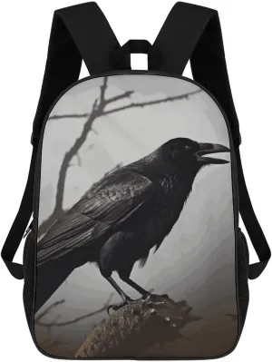Casual Backpack for Men Women Waterproof Lightweight Daypack Travel Laptop Bag Crow Birds