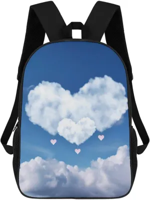 Casual Backpack for Men Women Waterproof Lightweight Daypack Travel Laptop Bag Sky And Heart Shape Cloud