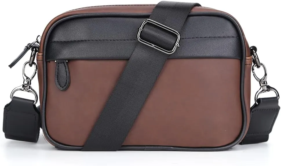 Casual Business Men Shoulder Bag Wide Strap Men Shoulder Crossbody Bag Small Square Plaid Designer for Travel Work