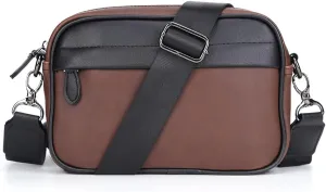 Casual Business Men Shoulder Bag Wide Strap Men Shoulder Crossbody Bag Small Square Plaid Designer for Travel Work