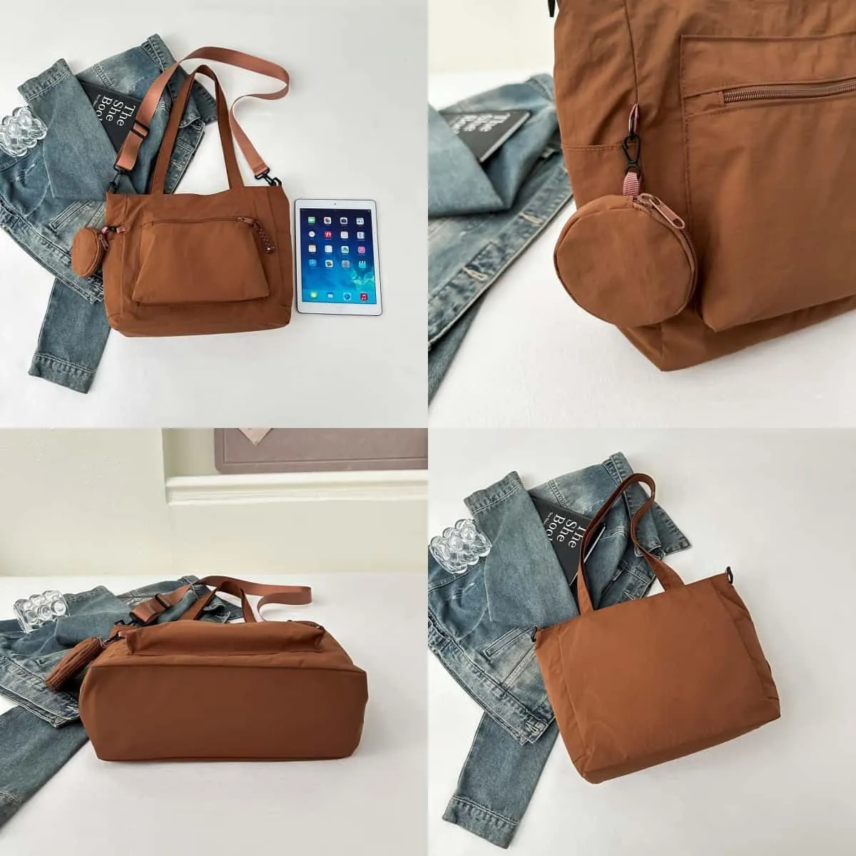 Casual Crossbody Bag Nylon Plain Messenger Bag Hobo Shoulder Bag Travel Daypacks