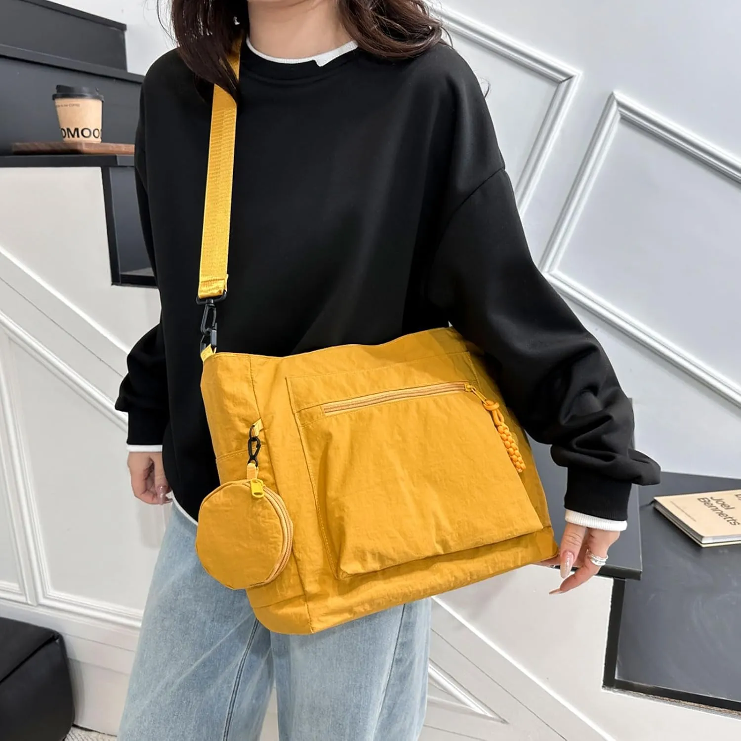 Casual Crossbody Bag Nylon Plain Messenger Bag Hobo Shoulder Bag Travel Daypacks