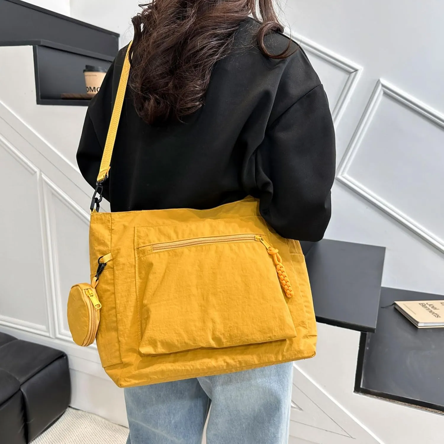 Casual Crossbody Bag Nylon Plain Messenger Bag Hobo Shoulder Bag Travel Daypacks