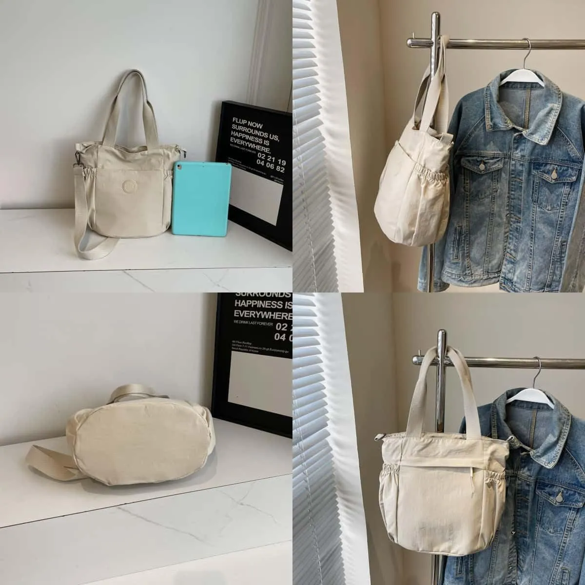 Casual Crossbody Bag Nylon Plain Messenger Bag Hobo Shoulder Bag Travel Daypacks