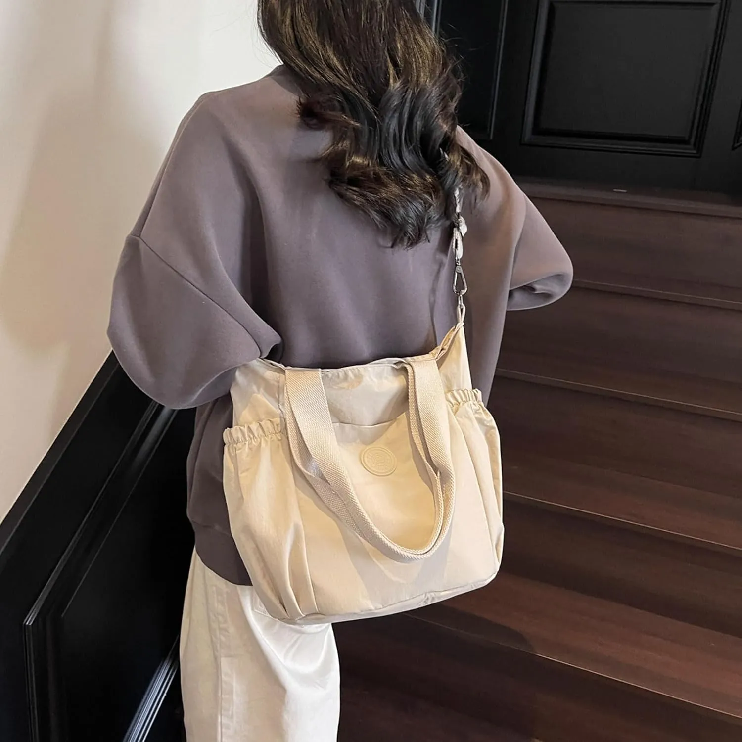 Casual Crossbody Bag Nylon Plain Messenger Bag Hobo Shoulder Bag Travel Daypacks