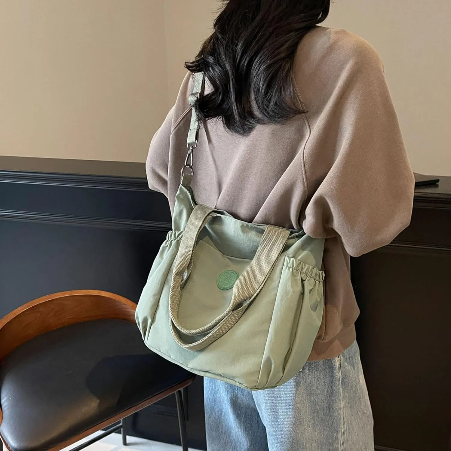 Casual Crossbody Bag Nylon Plain Messenger Bag Hobo Shoulder Bag Travel Daypacks