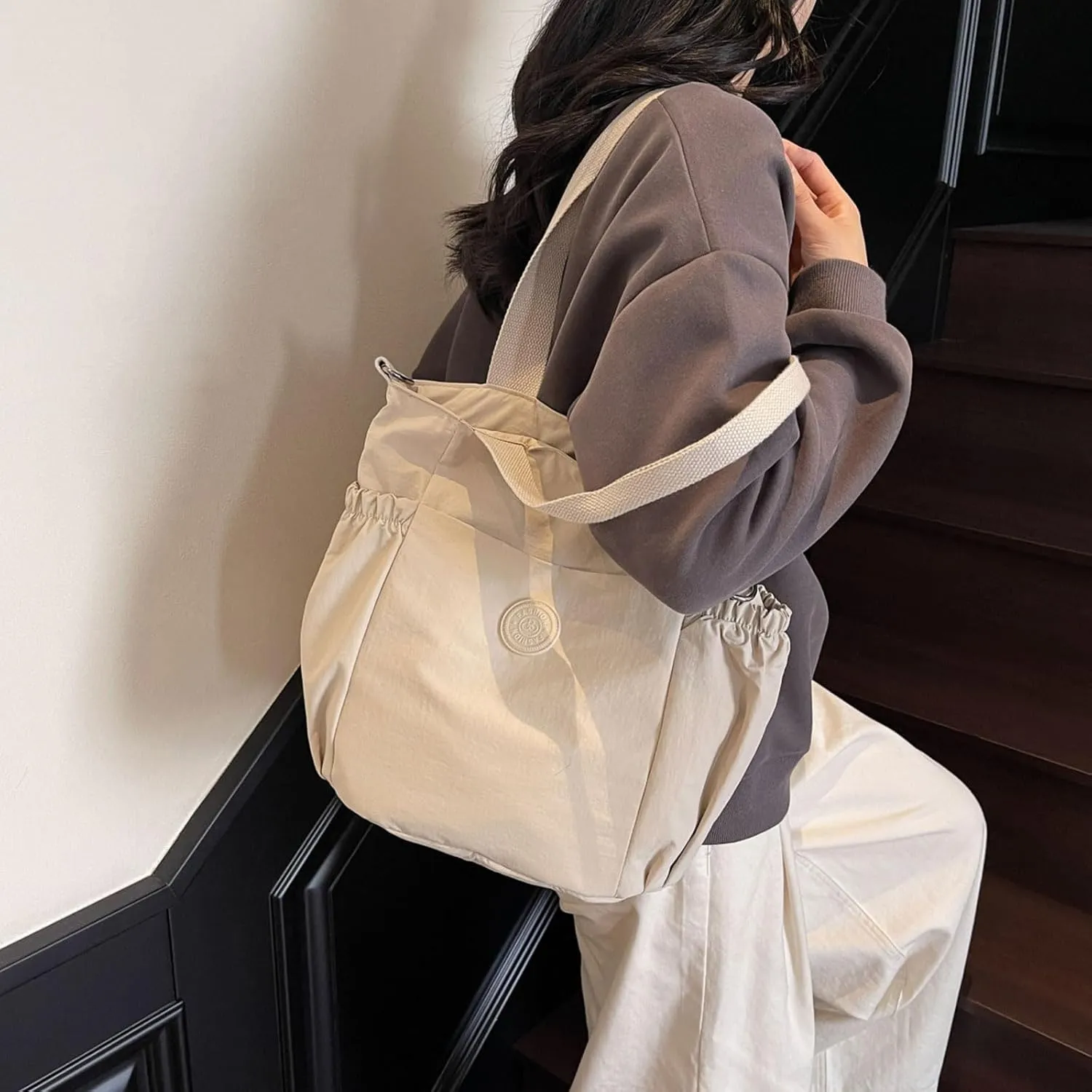 Casual Crossbody Bag Nylon Plain Messenger Bag Hobo Shoulder Bag Travel Daypacks