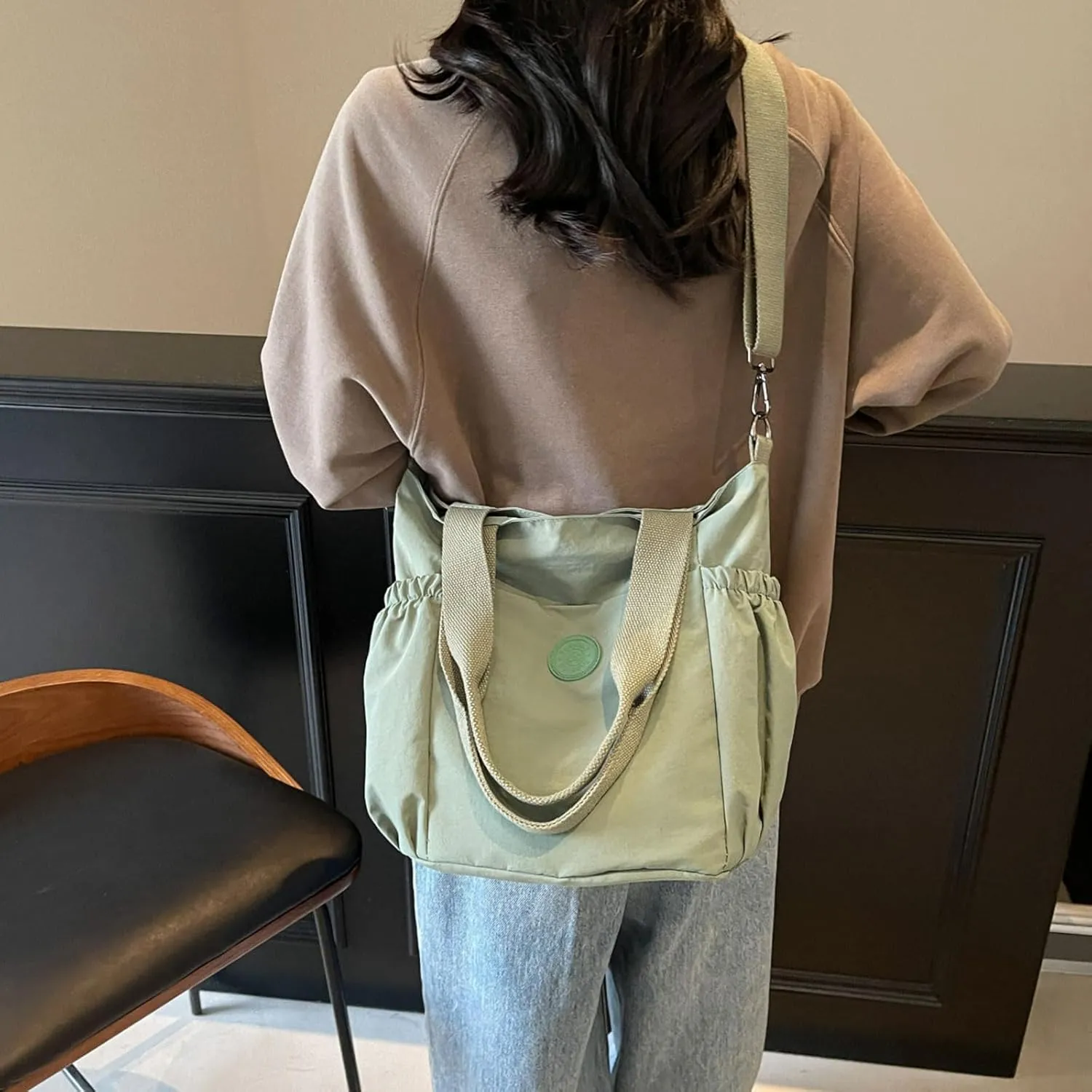 Casual Crossbody Bag Nylon Plain Messenger Bag Hobo Shoulder Bag Travel Daypacks