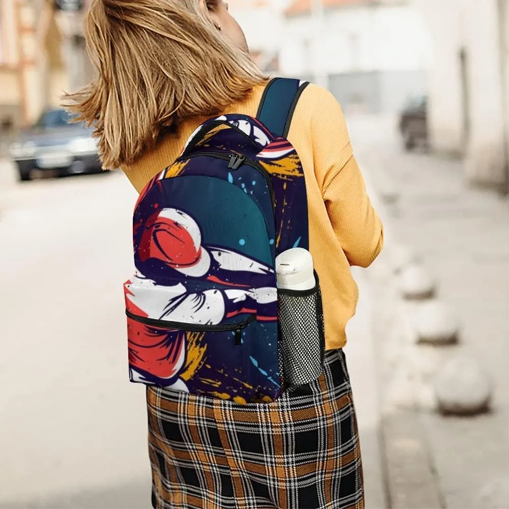 Casual Daypacks Backpacks Laptop Backpack Baseball Player Cool Work Bussiness School Students Bookbag Travel Hiking Gym Bags Waterproof Lightweight Women Men 16.5x12x6 Inch