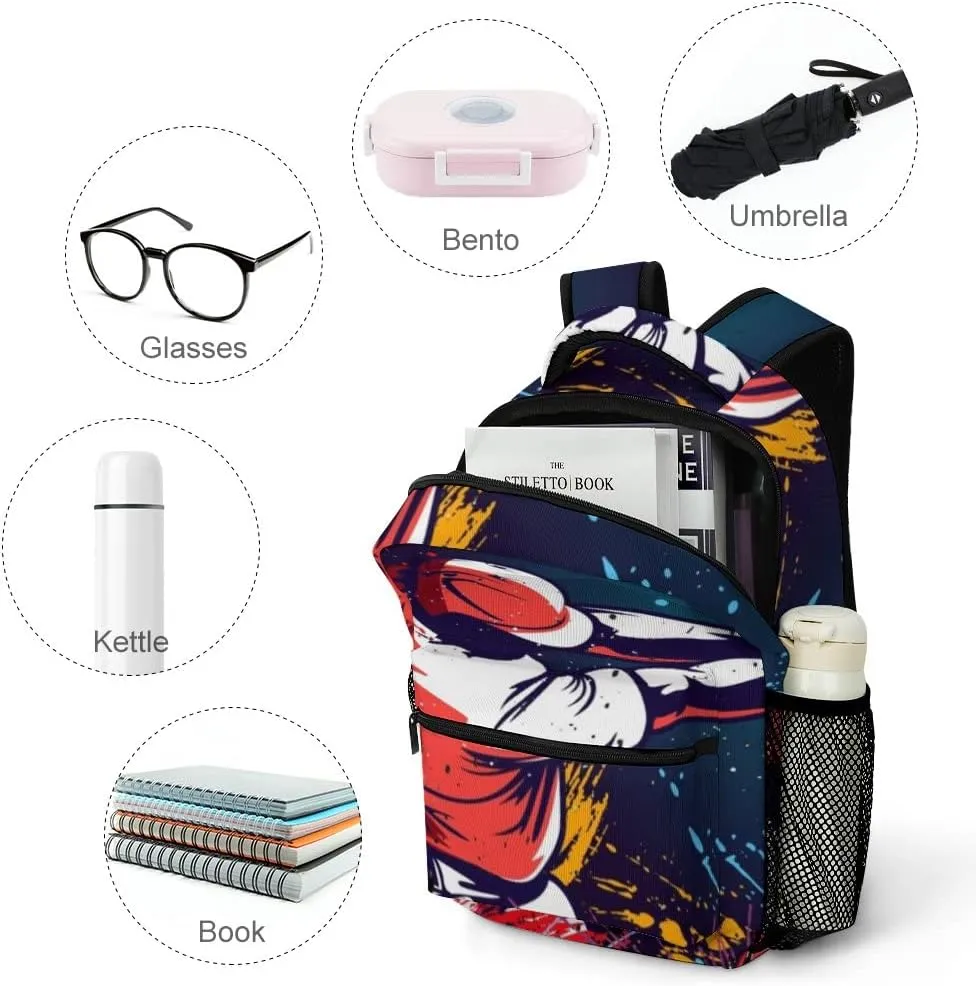 Casual Daypacks Backpacks Laptop Backpack Baseball Player Cool Work Bussiness School Students Bookbag Travel Hiking Gym Bags Waterproof Lightweight Women Men 16.5x12x6 Inch
