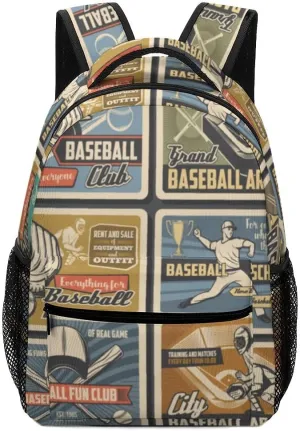 Casual Daypacks Backpacks Laptop Backpack Baseball Player Vintage Work Bussiness School Students Bookbag Travel Hiking Gym Bags Waterproof Lightweight Women Men 16.5x12x6 Inch