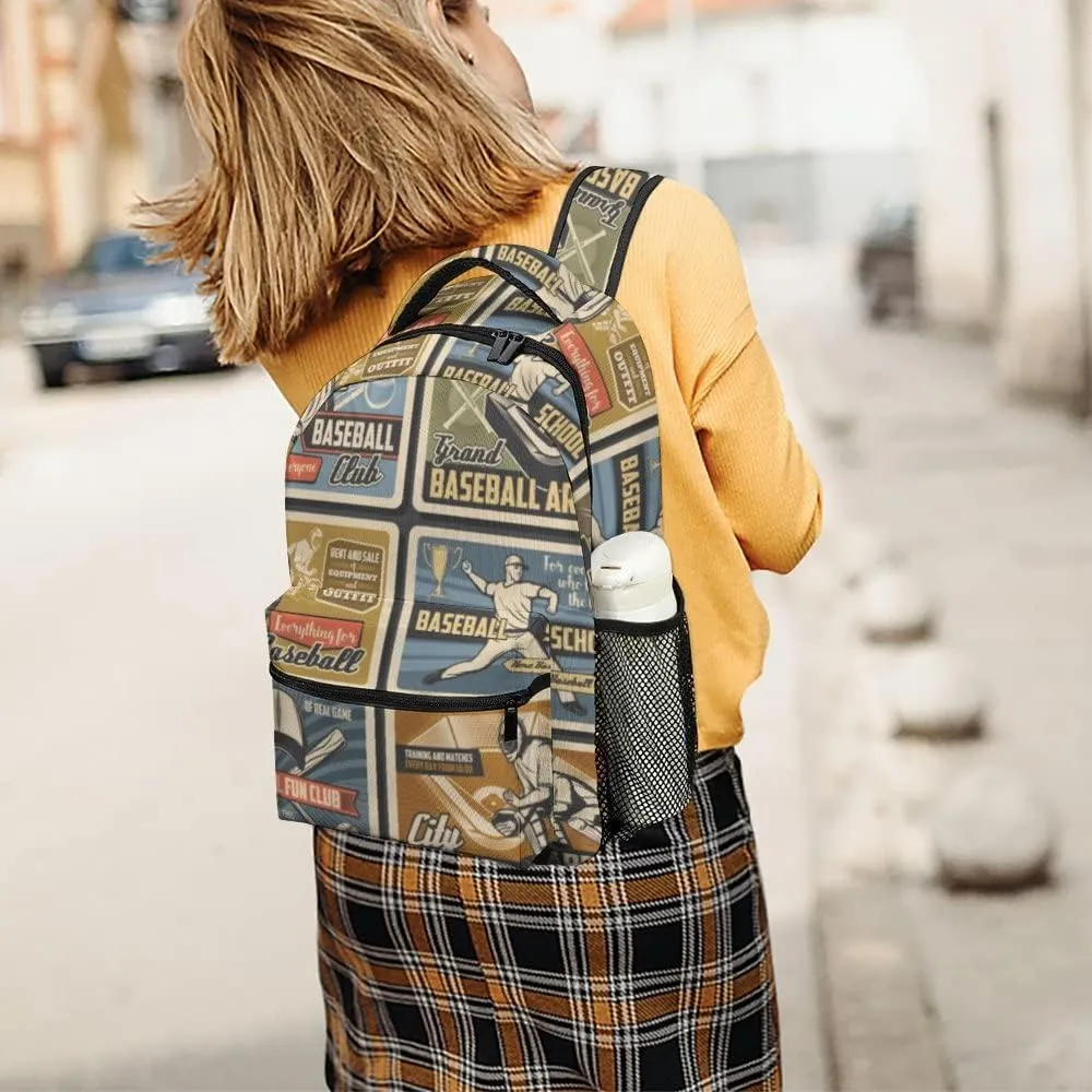 Casual Daypacks Backpacks Laptop Backpack Baseball Player Vintage Work Bussiness School Students Bookbag Travel Hiking Gym Bags Waterproof Lightweight Women Men 16.5x12x6 Inch