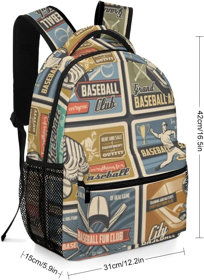 Casual Daypacks Backpacks Laptop Backpack Baseball Player Vintage Work Bussiness School Students Bookbag Travel Hiking Gym Bags Waterproof Lightweight Women Men 16.5x12x6 Inch