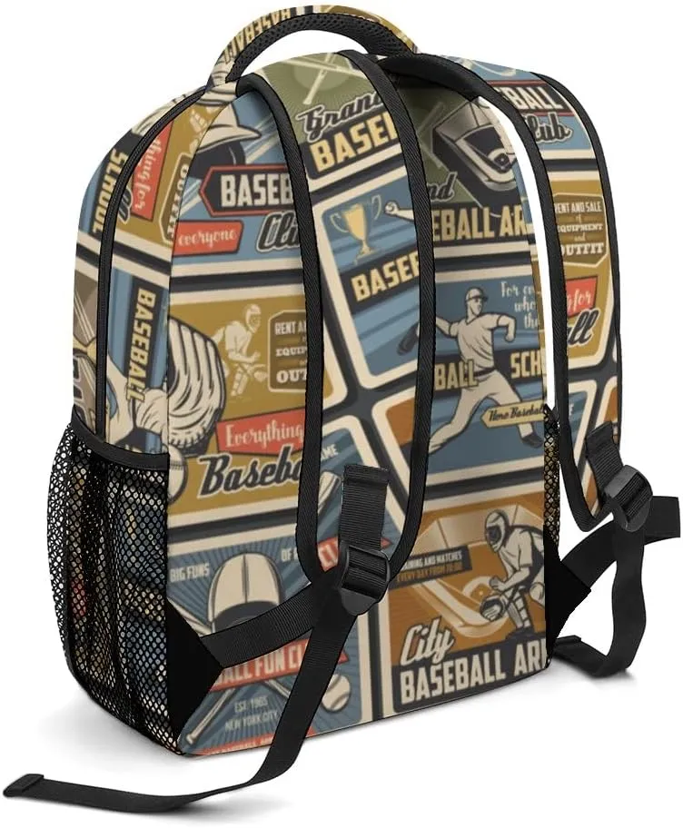 Casual Daypacks Backpacks Laptop Backpack Baseball Player Vintage Work Bussiness School Students Bookbag Travel Hiking Gym Bags Waterproof Lightweight Women Men 16.5x12x6 Inch