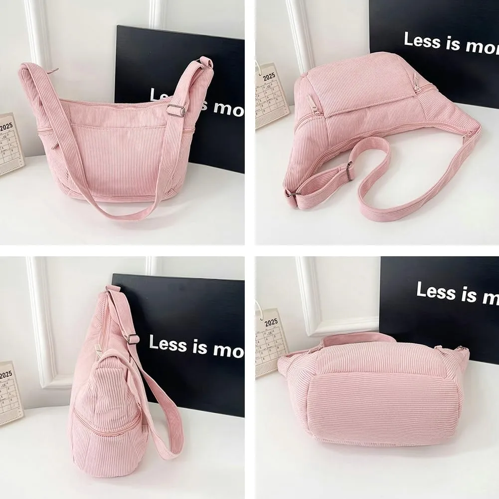 Casual Dumpling Purse for Women Pure Color Cross Body Bags with Large Capacity Athletic Striped Sling Shoulder Bags