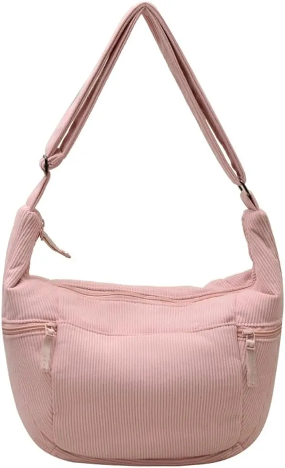 Casual Dumpling Purse for Women Pure Color Cross Body Bags with Large Capacity Athletic Striped Sling Shoulder Bags
