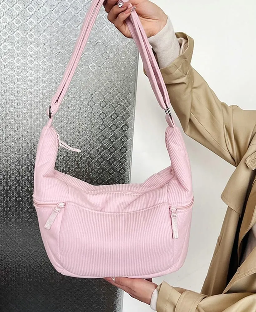 Casual Dumpling Purse for Women Pure Color Cross Body Bags with Large Capacity Athletic Striped Sling Shoulder Bags