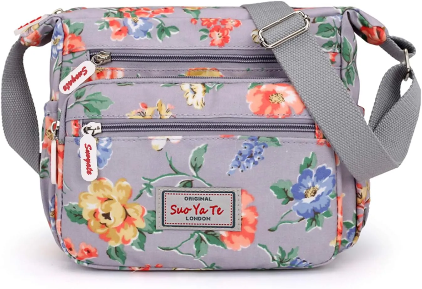 Casual Nylon Floral Shoulder Bag For Women Crossbody Bag Messenger Bags Travel Handbags With Adjustable Strap Waterproof