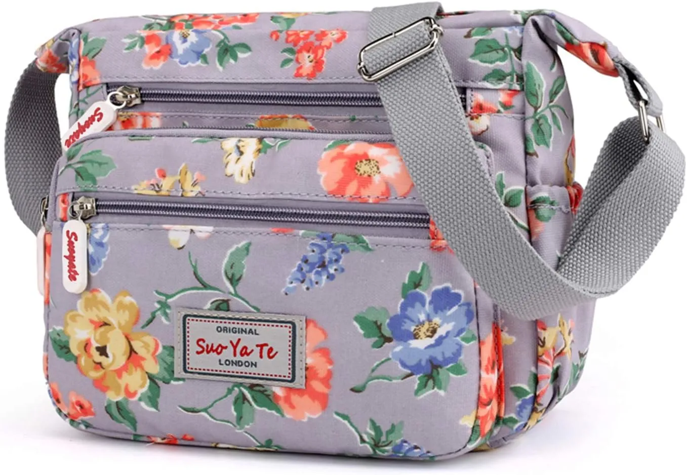 Casual Nylon Floral Shoulder Bag For Women Crossbody Bag Messenger Bags Travel Handbags With Adjustable Strap Waterproof
