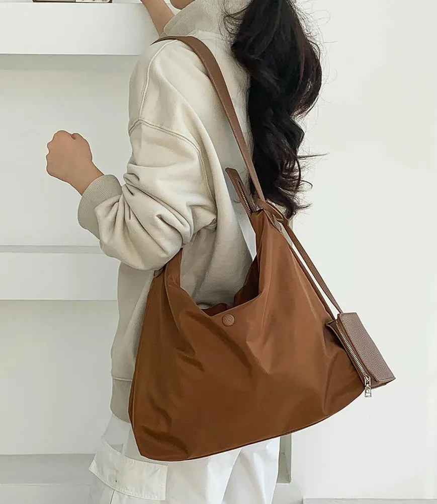 Casual Nylon Shoulder Bags for Women Large Tote Purse Lightweight Travel Handbags Working Top Handle Bags