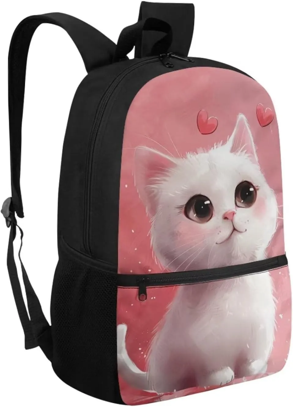 Cat School Backpack for Girls 8-10 Cute Schoolbag Kids 17 inch Large Book Bags Elementary 3rd Grade School Bag Student Hiking Camping Backpacks Lightweight Travel Shoulder Bag Computer Bags
