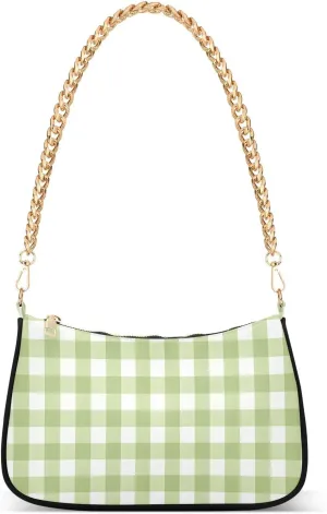 CEBUGI Crossbody Bags for Women Shoulder Purse Green Plaid Handbags Stylish Clutch Purse with Chain Strap