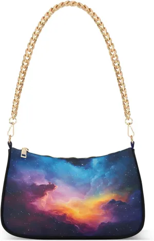 CEBUGI Crossbody Bags for Women Shoulder Purse Nebula Galaxy Handbags Stylish Clutch Purse with Chain Strap