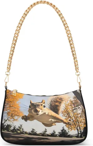 CEBUGI Crossbody Bags for Women Shoulder Purse Squirrel Leaping Trees Handbags Stylish Clutch Purse with Chain Strap