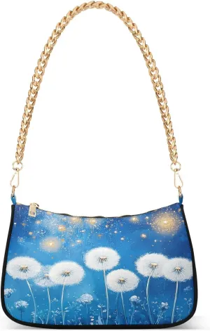 CEBUGI Crossbody Bags for Women Shoulder Purse White Dandelions Handbags Stylish Clutch Purse with Chain Strap