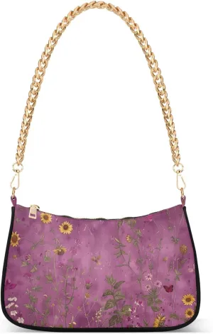 CEBUGI Crossbody Bags for Women Shoulder Purse Wildflowers Handbags Stylish Clutch Purse with Chain Strap