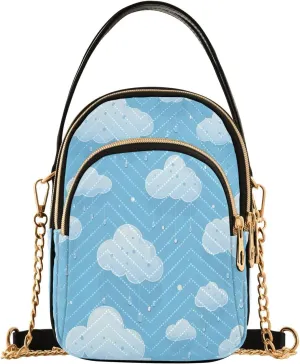 CEBUGI Women's Crossbody Handbags Clutch Phone Purse Clouds Rain Drops Stylish Shoulder Bag with Detachable Chain Strap