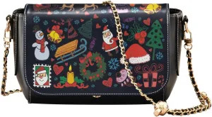 Celebrate Christmas Small Purse Crossbody Womens Fall Grab Bag Gifts For Adults with Adjustable Strap Black Purse