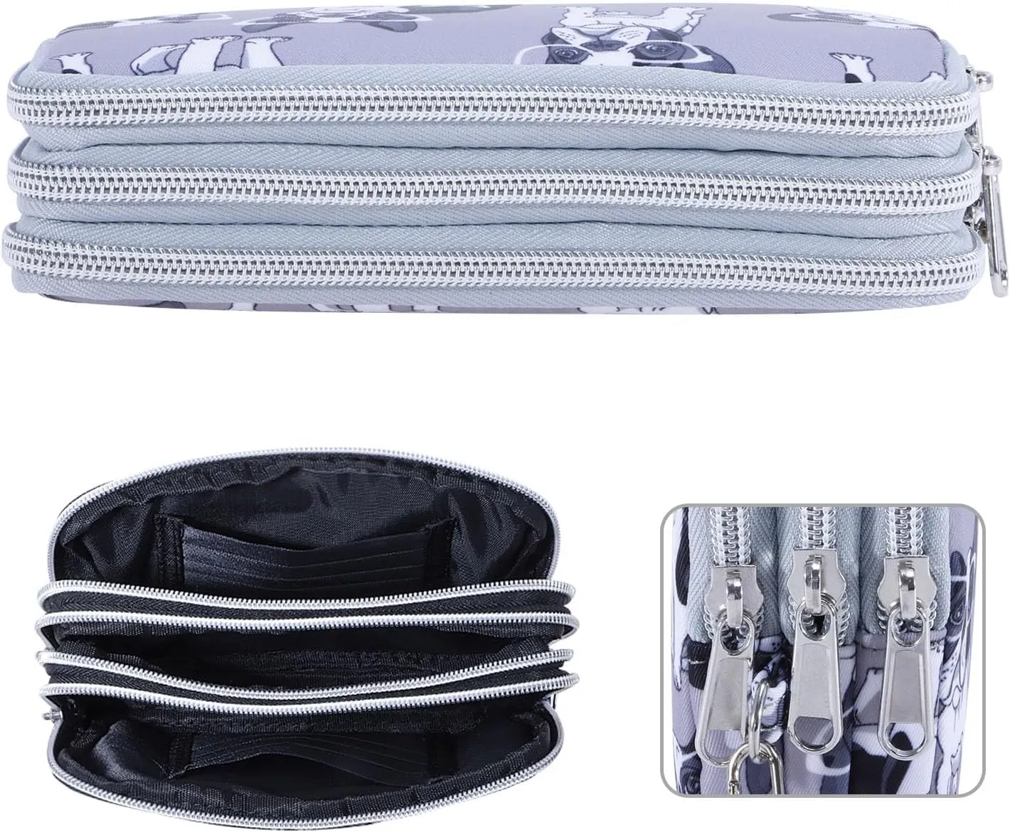 Cellphone Wristlet Wallets for Women Large Capacity Clutch Purse 3 Zipper Compartments 6 Card Slots Anti-water Handbag