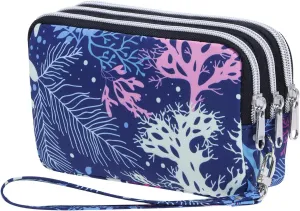 Cellphone Wristlet Wallets for Women Large Capacity Clutch Purse 3 Zipper Compartments 6 Card Slots Anti-water Handbag