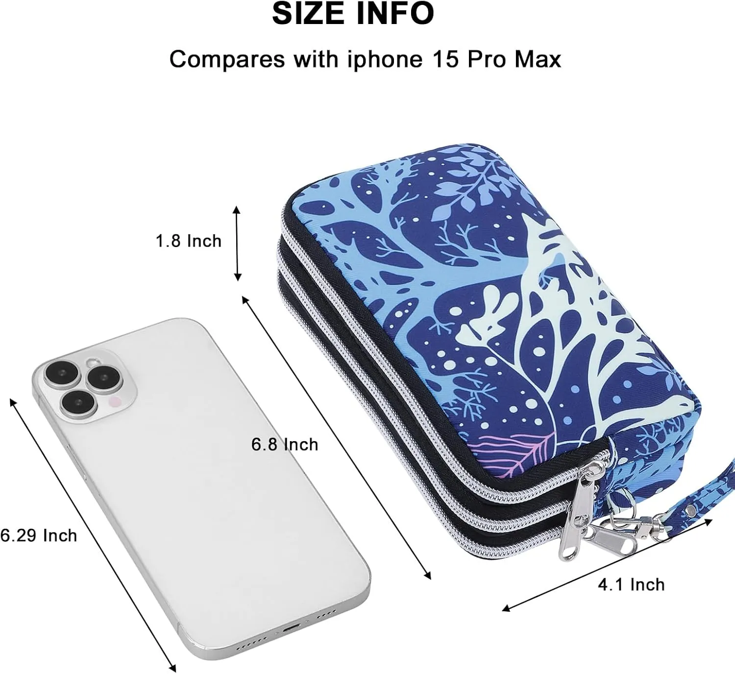 Cellphone Wristlet Wallets for Women Large Capacity Clutch Purse 3 Zipper Compartments 6 Card Slots Anti-water Handbag