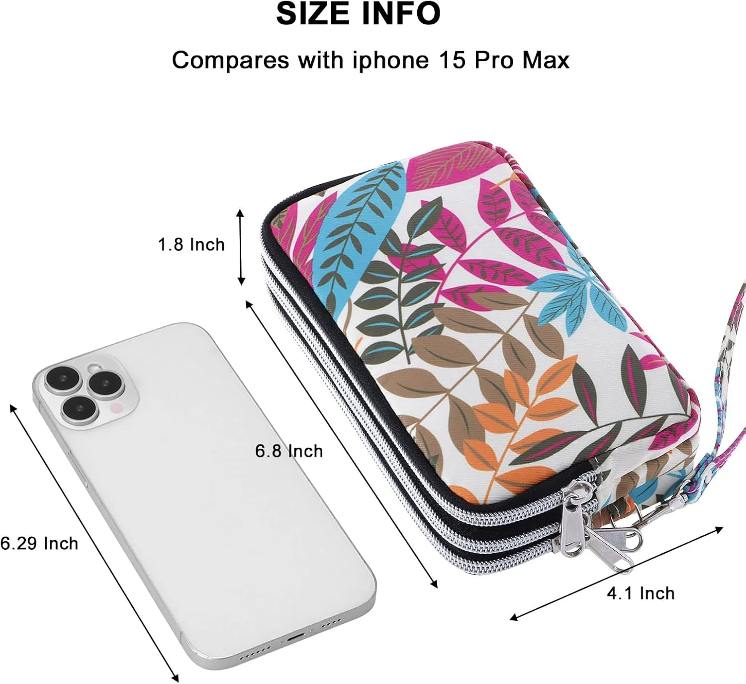 Cellphone Wristlet Wallets for Women Large Capacity Clutch Purse 3 Zipper Compartments 6 Card Slots Anti-water Handbag