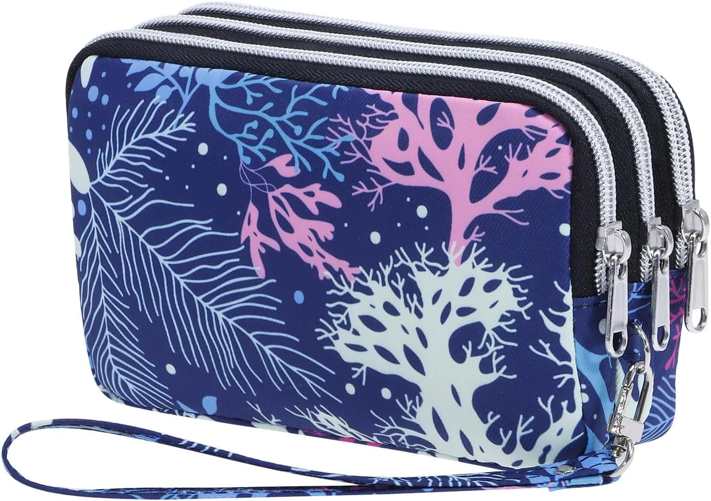 Cellphone Wristlet Wallets for Women Large Capacity Clutch Purse 3 Zipper Compartments 6 Card Slots Anti-water Handbag