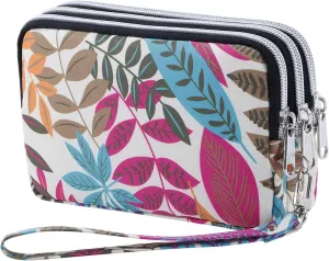 Cellphone Wristlet Wallets for Women Large Capacity Clutch Purse 3 Zipper Compartments 6 Card Slots Anti-water Handbag