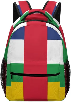 Central African Republic Flag Casual Daypack Backpack Laptop Bag Cute Unisex for Travel Business Work